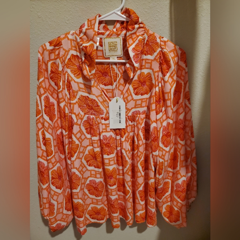 Orange Floral Blouse